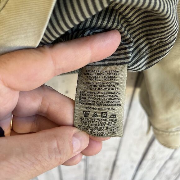 Marrakech Anthropologie Womens Utility Cargo Jacket Size L Green Grunge Lyocell - Picture 10 of 14